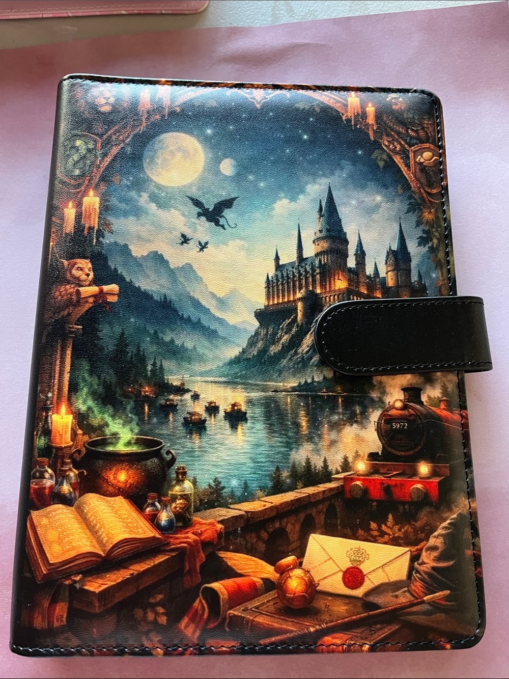 Fantasy Castle Journal Cover - Midnight Blue Notebook Case
